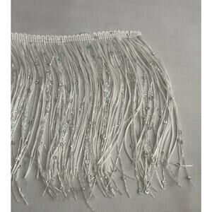 White fringe trim silver laser sequins Chainette fabric fringe lamp 2.1 yds